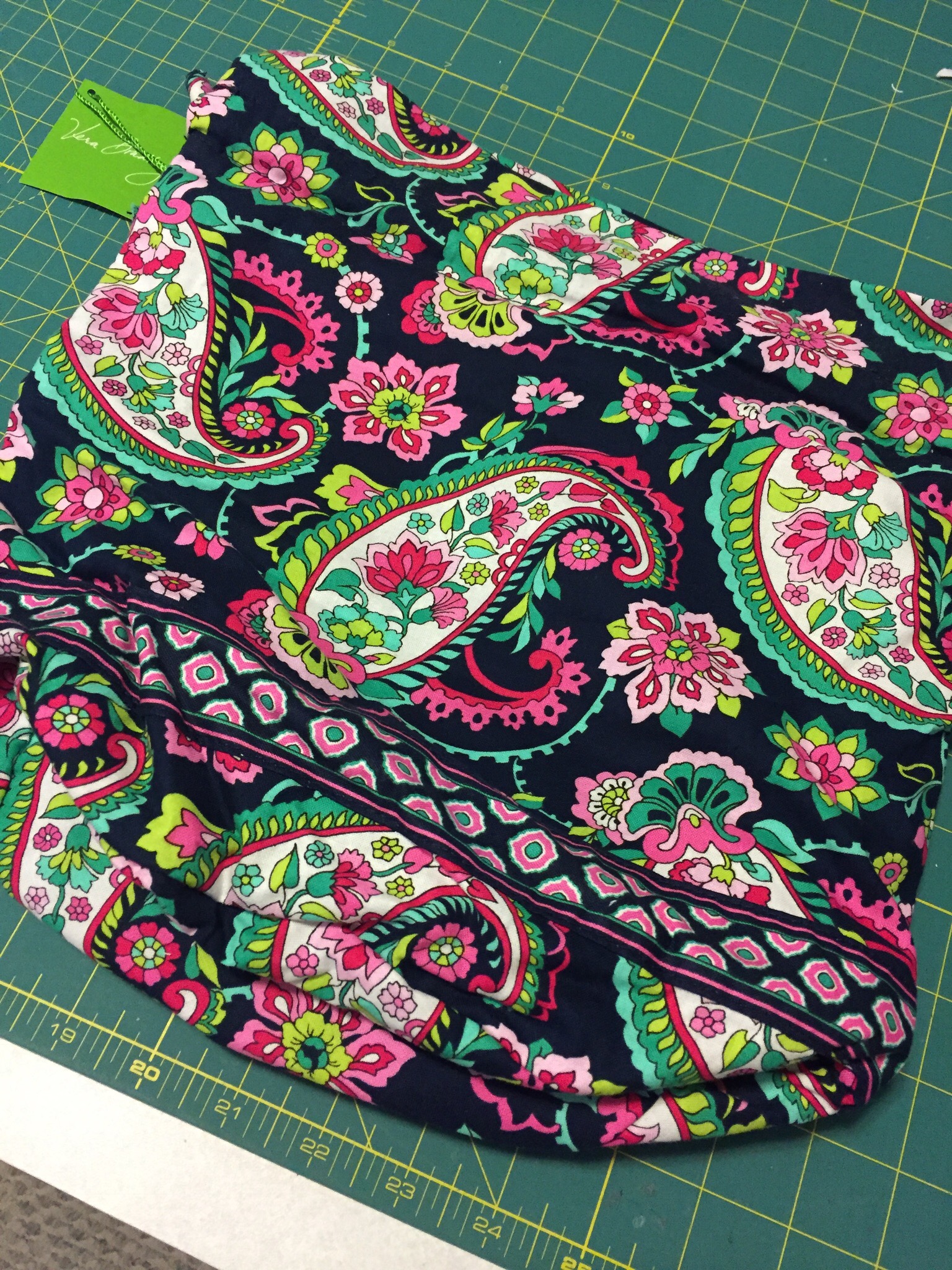 Use a pdf sewing pattern like Bloomer Buddies from Oh Sew Kat! to turn a Vera Bradley Tote Bag into an 18 inch Doll Dress. Lots of styles available.