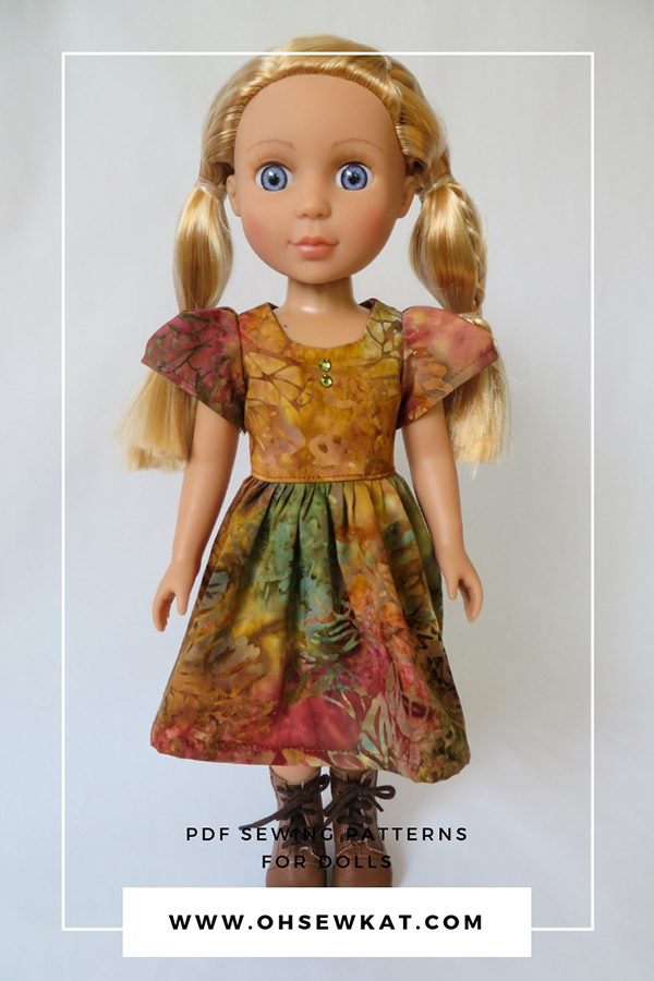 Make doll clothes for Glitter Girls 14 inch dolls- new posable dolls by Our Generation/Batat. Just like Wellie Wishers. Easy to sew beginner PDF sewing patterns for dolls. #glittergirls #welliewishers #ohsewkat #dollclothes #sewingpattern