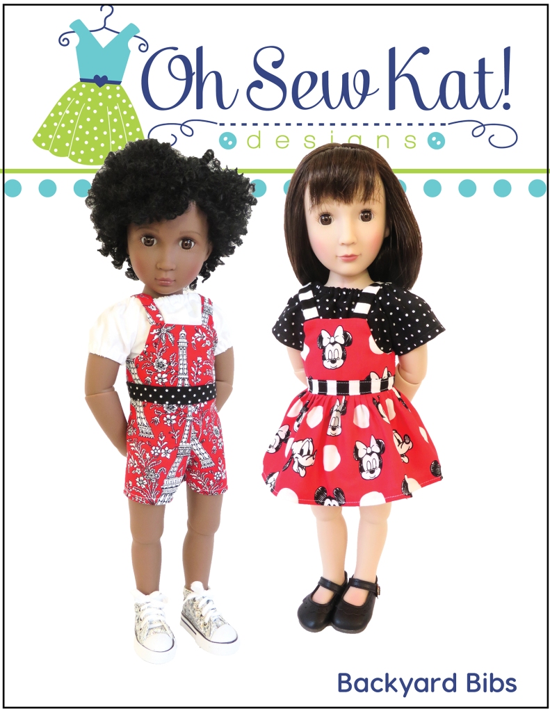 Make doll clothes for A Girl for All Time dolls with easy sewing patterns from OhSewKat. Backyard bibs has four variations and is quick to sew!