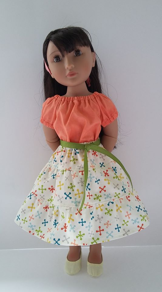 Make a peasant top and prairie skirt for the A Girl for All Time dolls with easy PDF Sewing patterns from Oh Sew Kat! on Etsy