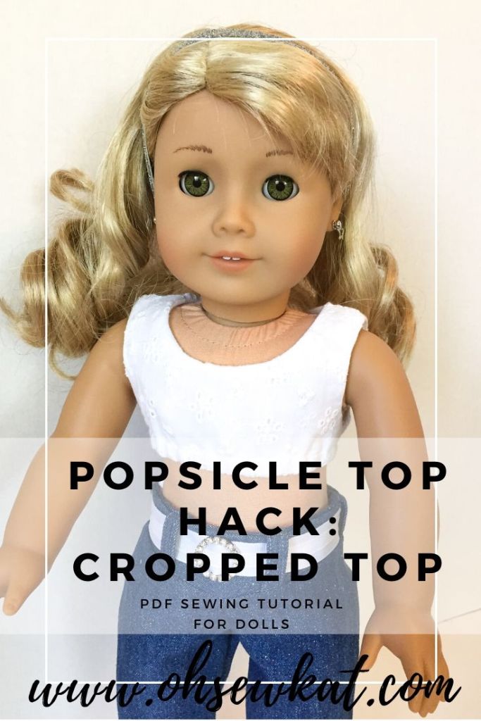 Make a cute crop top for your 18 inch doll with the easy, reversible PDF sewing pattern, Popsicle Top, by Oh Sew Kat! Find a large selection of doll clothes digital PDF patterns in my Etsy SHop.