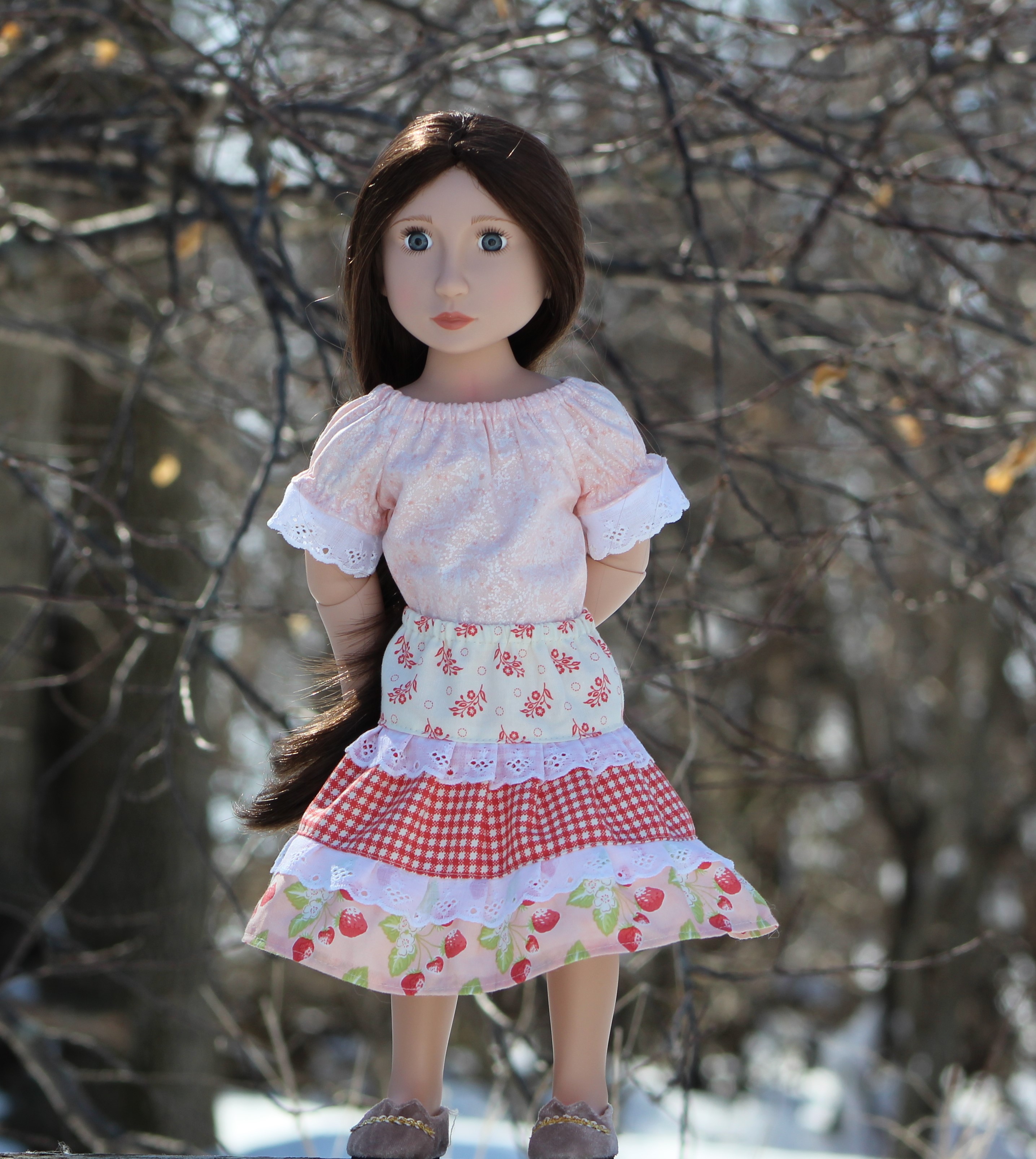 Make a peasant top and prairie skirt for the A Girl for All Time dolls with easy PDF Sewing patterns from Oh Sew Kat! on Etsy