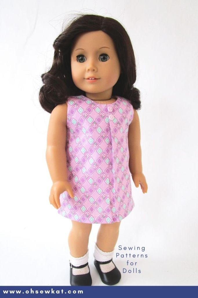 Use Oh Sew Kat!'s School Bell Blouse pattern to make a cute 30s style feedsack dress for American Girl dolls Kit and ruthie. Find more patterns for 18 inch dolls in the OhSewKat etsy shop.