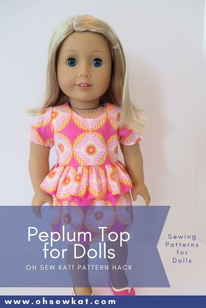 Easy to sew DIY Doll clothes for American Girl dolls and other 18 inch dolls. Use the Sugar n spice PDF Sewing pattern to make a cute top with this easy pattern hack from ohsewkat.