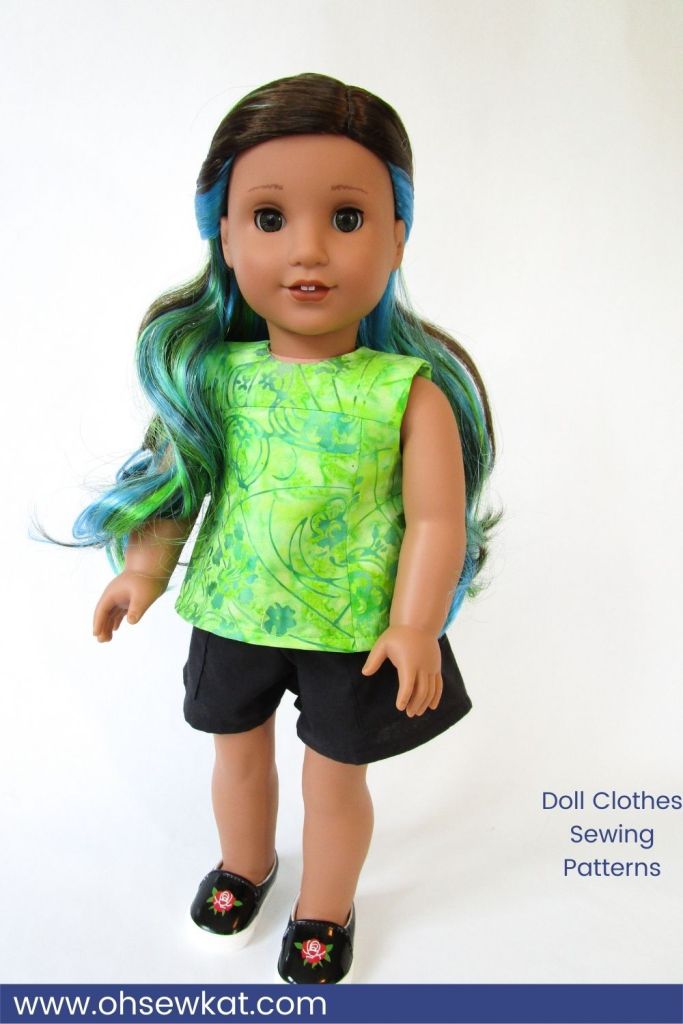 Use the Summertime Stroll PDF Sewing Pattern to make a cute batik top for your 18 inch American Girl doll.